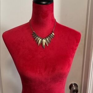 Vintage Gold Feather Necklace - Costume Jewelry
